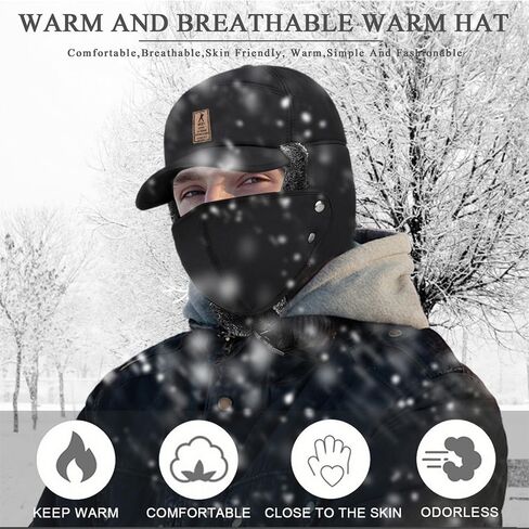 3 in 1 Men's Trapper Hat with Ear Flaps ，Winter Warm Hat Full Face Neck Warmer All-Around Windproof Warm Insulated Winter in Saudi Arabia