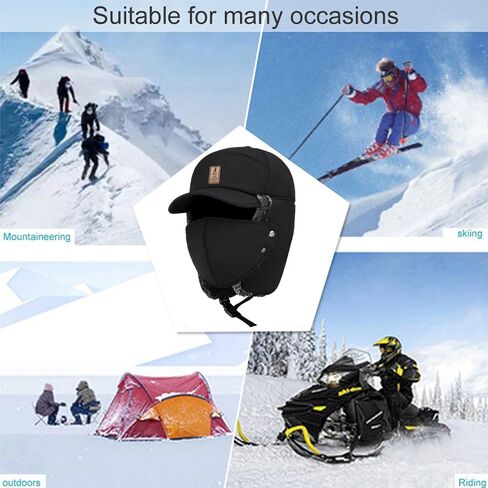 3 in 1 Men's Trapper Hat with Ear Flaps ，Winter Warm Hat Full Face Neck Warmer All-Around Windproof Warm Insulated Winter in Saudi Arabia