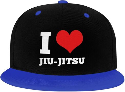 I Love Jiu Jitsu Flat Bill Hat Kids Fashion Hip Hop Style Contrast Color Flat Bill Hat Red in Saudi Arabia