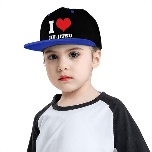 I Love Jiu Jitsu Flat Bill Hat Kids Fashion Hip Hop Style Contrast Color Flat Bill Hat Red in Saudi Arabia