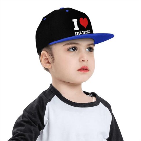 I Love Jiu Jitsu Flat Bill Hat Kids Fashion Hip Hop Style Contrast Color Flat Bill Hat Red in Saudi Arabia