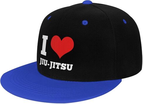 I Love Jiu Jitsu Flat Bill Hat Kids Fashion Hip Hop Style Contrast Color Flat Bill Hat Red in Saudi Arabia