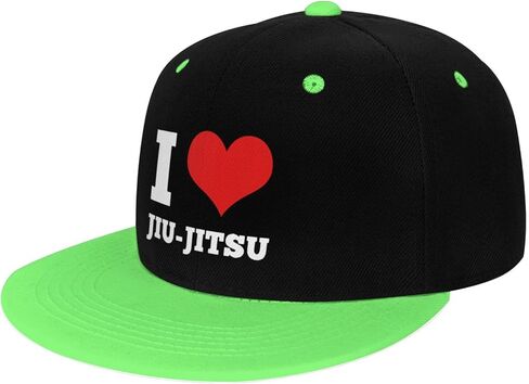 I Love Jiu Jitsu Flat Bill Hat Kids Fashion Hip Hop Style Contrast Color Flat Bill Hat Red in Saudi Arabia