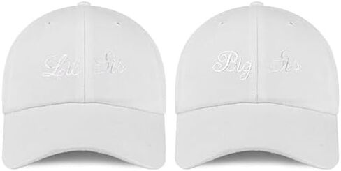 Trendy Apparel Shop Youth Size Lil Sis and Big Sis Embroidered Cotton 2 Pc Cap Set in Saudi Arabia