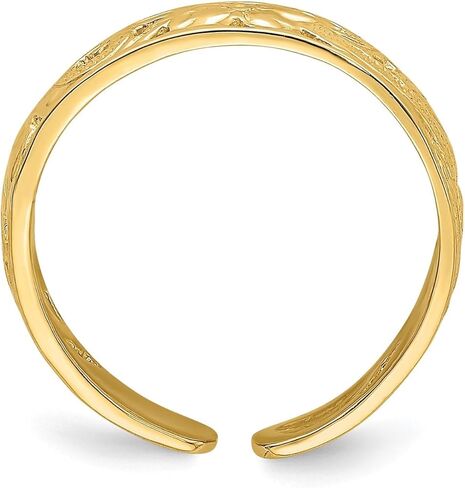 14k Real Solid Yellow Gold Adjustable Flower with Leaf Design Toe Summer Ring in Saudi Arabia