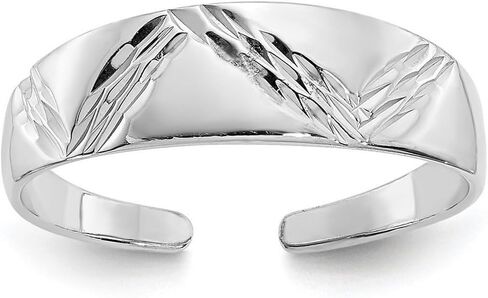 JewelryWeb خاتم إصبع القدم الدائري المصقول من الذهب الأبيض عيار 14 قيراط للنساء in Kuwait