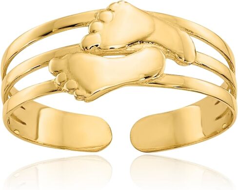 IceCarats 14K Solid Yellow Gold Bare Feet Adjustable Toe Ring Open Midi Band Summer Beach Jewelry in Saudi Arabia