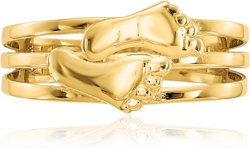 IceCarats 14K Solid Yellow Gold Bare Feet Adjustable Toe Ring Open Midi Band Summer Beach Jewelry in Saudi Arabia