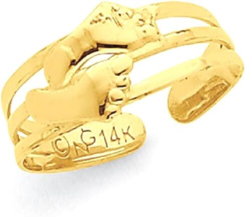 IceCarats 14K Solid Yellow Gold Bare Feet Adjustable Toe Ring Open Midi Band Summer Beach Jewelry in Saudi Arabia