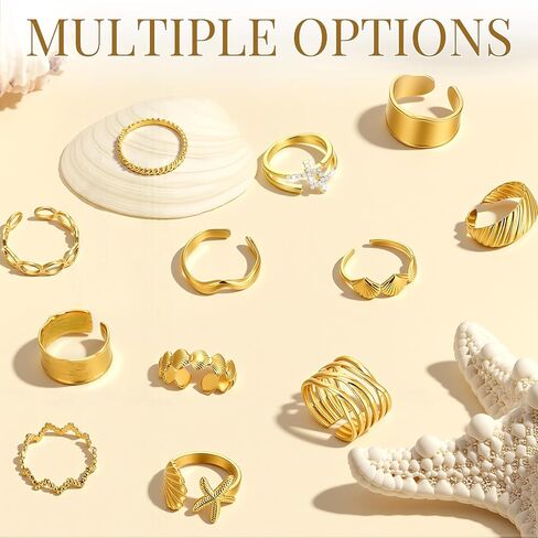 12 Pcs Gold Open Toe Rings Set for Women High Color Retention Adjustable Toe Band Knuckle Ring Summer Beach Party Foot Jewelry in Saudi Arabia