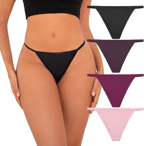 G-String Thongs for Women T-back Low Waist Panties Thongs Breathable Cheeky Sexy Underwear 4Pack S-XL in Saudi Arabia