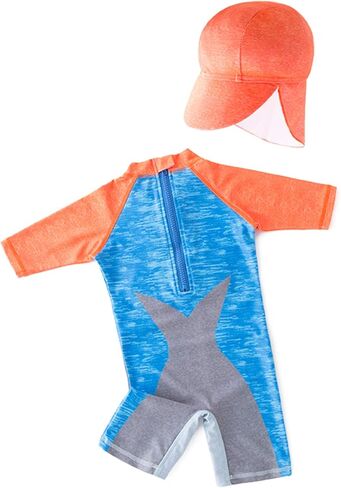 Stylesilove Little Boys Shark مع نظارات السباحة ثلاثية الأبعاد قطعة واحدة من ملابس السباحة للحماية من الطفح الجلدي مع قبعة الشمس قطعتين ملابس سباحة للشاطئ in Kuwait