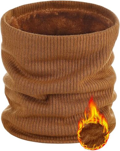 Winter Neck Gaiters Knit Pinstripe Neck Warmer With Fleece Lined Warm Necks Scarf Face Mask for Women Men in Saudi Arabia