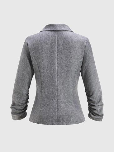 Women's Ruched Sleeve Button Blazer Elegant Shawl Collar Suit Jackets Business Casual Outfits in Saudi Arabia