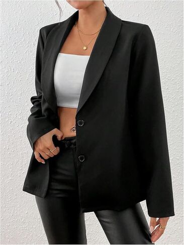 Women's Button Front Business Casual Blazer Elegant Lapel Collar Long Sleeve Office Suit Jackets in Saudi Arabia