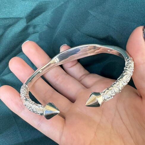 Better Jewelry Personalized 925 Sterling Silver Custom Name Plate West Indian Extra Thick Bangle with Pyramid Ends, Custom Name Cricket Bangle, 1 piece in Saudi Arabia