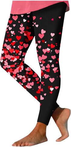 Valentines Leggings for Women High Waist Funny Love Heart Print Tights Trendy Cute Yoga Pants Holiday Outfits 2026 in Kuwait
