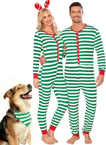 SWOMOG Matching Family Pajamas Sets Christmas Couple PJ's Holiday Onesise Nightwear Household Sleepwear Sets with Pet bibs in Saudi Arabia