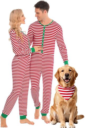 SWOMOG Matching Family Pajamas Sets Christmas Couple PJ's Holiday Onesise Nightwear Household Sleepwear Sets with Pet bibs in Saudi Arabia
