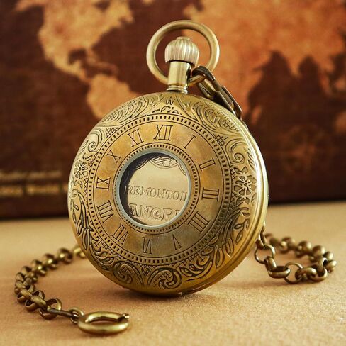 VIGOROSO Mechanical Hand-Wind Pocket Watch for Men, Half Hunter Double Covers 24-Hour Day Moon Phase, Luxury Watches with Tourbillon in Box in Saudi Arabia