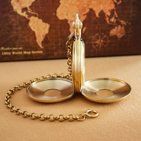VIGOROSO Mechanical Hand-Wind Pocket Watch for Men, Half Hunter Double Covers 24-Hour Day Moon Phase, Luxury Watches with Tourbillon in Box in Saudi Arabia