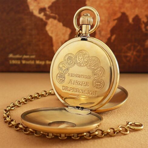 VIGOROSO Mechanical Hand-Wind Pocket Watch for Men, Half Hunter Double Covers 24-Hour Day Moon Phase, Luxury Watches with Tourbillon in Box in Saudi Arabia