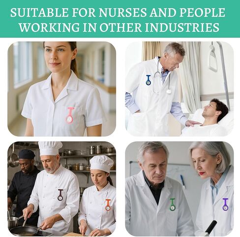 18 Pcs Clip on Nurse Watches for Women Men, Silicone Lapel Pin Pocket Fob Stethoscope with Second Hand Doctor Pocket Lapel Clip On Watches for Week Doctor Nurse Graduation Xmas Birthday Gifts in Kuwait