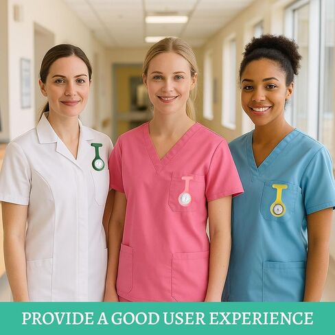 18 Pcs Clip on Nurse Watches for Women Men, Silicone Lapel Pin Pocket Fob Stethoscope with Second Hand Doctor Pocket Lapel Clip On Watches for Week Doctor Nurse Graduation Xmas Birthday Gifts in Kuwait