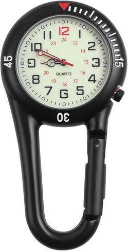 IMIKEYA Clip-on Watch: 1pc Night Light Alloy Watch Clip-on Light Alloy Unisex Backpack Buckle Belt Watches Black with White Dial for Doctors Nurses Climbing Mountaineering in Saudi Arabia