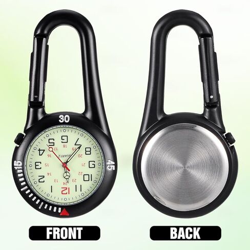 IMIKEYA Clip-on Watch: 1pc Night Light Alloy Watch Clip-on Light Alloy Unisex Backpack Buckle Belt Watches Black with White Dial for Doctors Nurses Climbing Mountaineering in Saudi Arabia