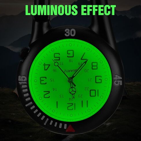 IMIKEYA Clip-on Watch: 1pc Night Light Alloy Watch Clip-on Light Alloy Unisex Backpack Buckle Belt Watches Black with White Dial for Doctors Nurses Climbing Mountaineering in Saudi Arabia