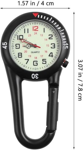 IMIKEYA Clip-on Watch: 1pc Night Light Alloy Watch Clip-on Light Alloy Unisex Backpack Buckle Belt Watches Black with White Dial for Doctors Nurses Climbing Mountaineering in Saudi Arabia