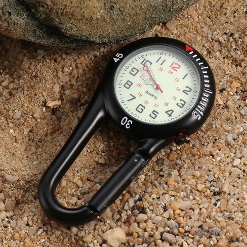 IMIKEYA Clip-on Watch: 1pc Night Light Alloy Watch Clip-on Light Alloy Unisex Backpack Buckle Belt Watches Black with White Dial for Doctors Nurses Climbing Mountaineering in Saudi Arabia