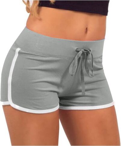 Generic Yoga Shorts for Women Tummy Control Shorts Plus Size Spandex Shorts High Waisted Drawstring Shorts Summer Shorts in Saudi Arabia