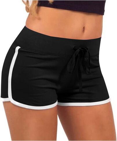 Generic Yoga Shorts for Women Tummy Control Shorts Plus Size Spandex Shorts High Waisted Drawstring Shorts Summer Shorts in Saudi Arabia