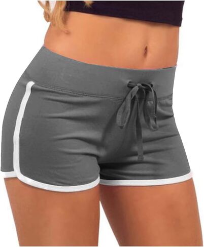 Generic Yoga Shorts for Women Tummy Control Shorts Plus Size Spandex Shorts High Waisted Drawstring Shorts Summer Shorts in Saudi Arabia