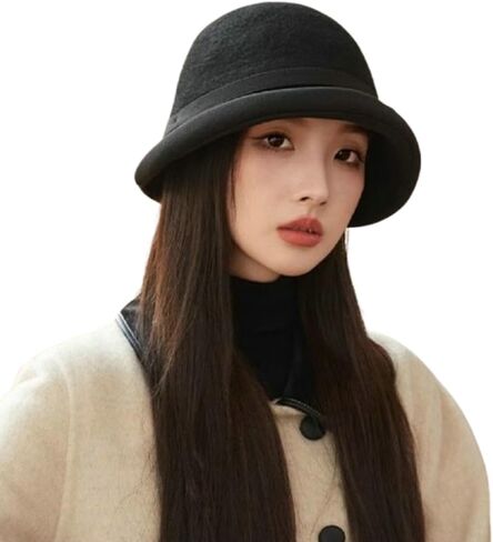 Classic Felt Fedora Hat for Women 2025 Fall Winter Soft Elegant Bow Bucket Hat Cozy Short Brim Cap 2025 in Saudi Arabia