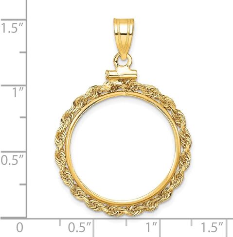 Generic 14k حبل مصقول 21.6 مم × 1.7 مم قلادة بحافة عملة معدنية، أصفر in Kuwait