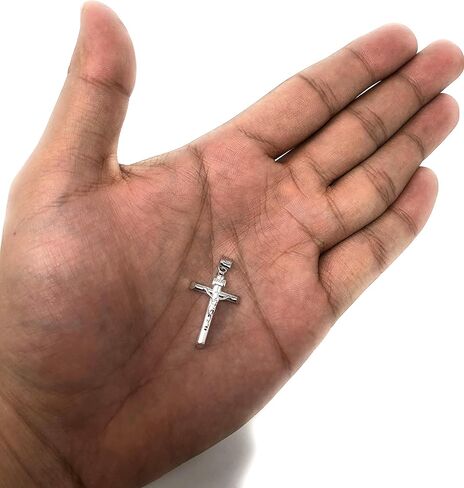 Ioka - 14K Two Tone Gold or White Gold Crucifix Cross Religious Charm Medium Pendant For Necklace or Chain in Saudi Arabia
