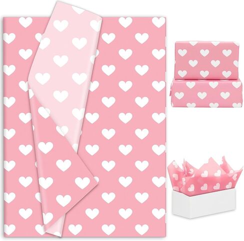JarThenaAMCS 100 Sheets Valentine's Day Tissue Paper Red White Heart Gift Wrapping Paper Love Decorative Art Craft Paper for DIY Crafts Wedding Anniversary Party Decor, 14 x 20 Inch in Saudi Arabia