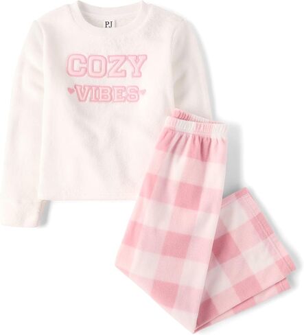 The Children's Place girls 100% Fleece Long Sleeve Top and Pants,2 Piece Pajama Set in Saudi Arabia
