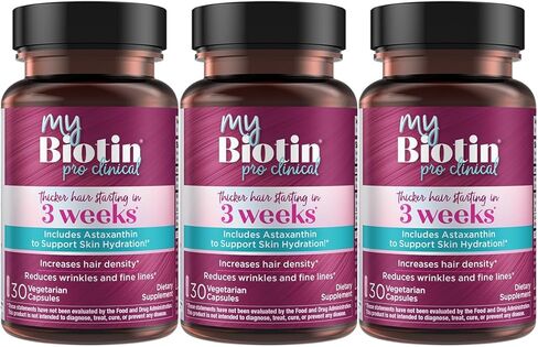 منتجات Purity MyBiotin ProClinical - شعر أكثر سمكًا يبدأ في 3 أسابيع ويحارب التجاعيد - MB40X مصفوفة البيوتين وفيتامين B7 الحاصلة على براءة اختراع مع أستازانتين - 40 مرة أكثر قابلية للذوبان مقابل البيوتين العادي، 30 كبسولة نباتية in Saudi Arabia