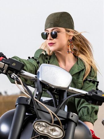 3 Pcs Leather Biker Cap Adjustable Skull Cap Cycling Bandana Doo Rags Studded Unisex Distressed Motorcycle Headwrap Black Newsboy Hats for Women Men in Saudi Arabia