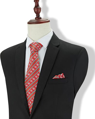 KOOELLE Christmas Neckties For Men - Red and Green Holiday Tie, Christmas Snowflake tie in Saudi Arabia