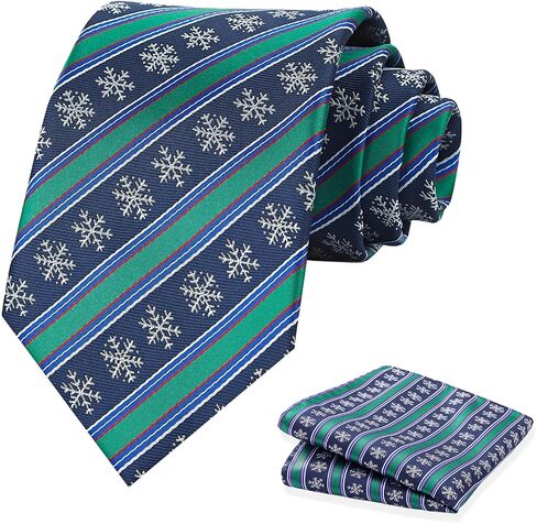 KOOELLE Christmas Neckties For Men - Red and Green Holiday Tie, Christmas Snowflake tie in Saudi Arabia