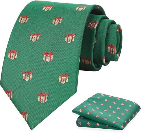 KOOELLE Christmas Neckties For Men - Red and Green Holiday Tie, Christmas Snowflake tie in Saudi Arabia