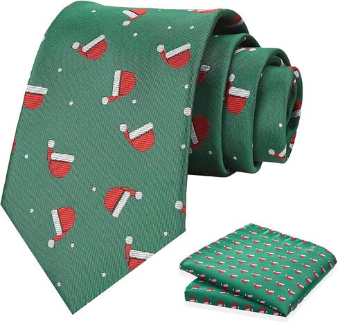KOOELLE Christmas Neckties For Men - Red and Green Holiday Tie, Christmas Snowflake tie in Saudi Arabia