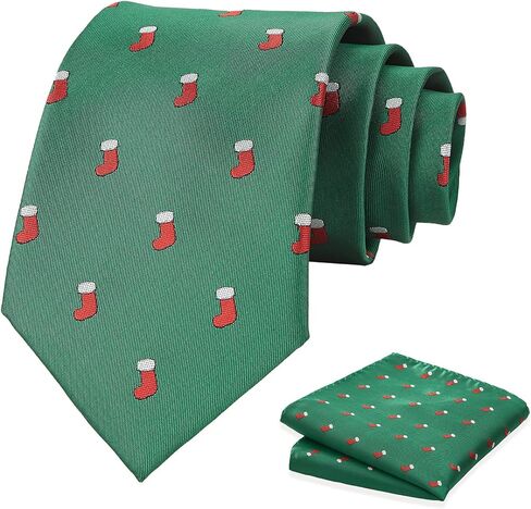 KOOELLE Christmas Neckties For Men - Red and Green Holiday Tie, Christmas Snowflake tie in Saudi Arabia