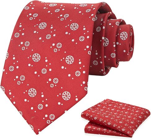 KOOELLE Christmas Neckties For Men - Red and Green Holiday Tie, Christmas Snowflake tie in Saudi Arabia
