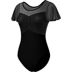 ملابس رقص باليه للسيدات للرقص للبالغين بأكمام شبكية مكشكشة، مقاس S-XL in Kuwait